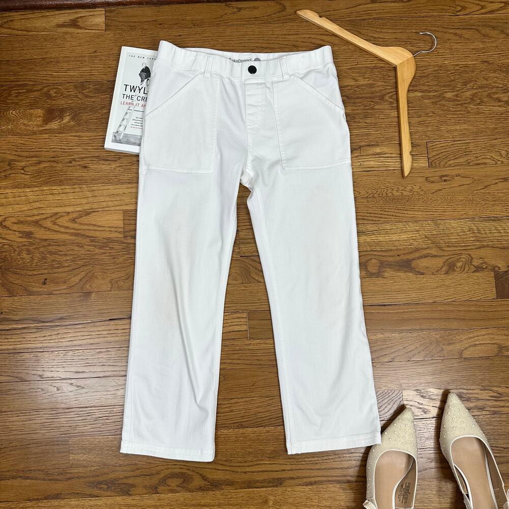 Betabrand White Cropped Ankle Dress Pants